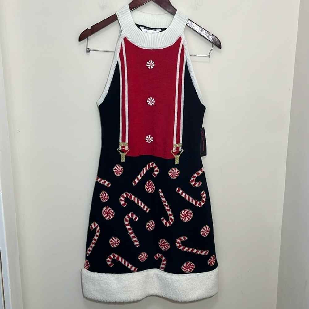 No Boundaries Juniors Christmas Halter Sweater Dress Size Medium (7/9)
